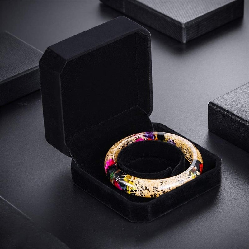 2FY2SW Joy.Box 2 Pack Square Black Velvet Bracelet Gift Box Jewelry Display (2pc Bracelet Bangle Box) - Image 2